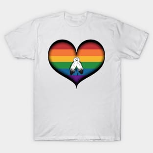 Large Vector Heart in Two Spirit Pride Flag T-Shirt